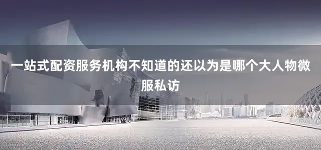 一站式配资服务机构不知道的还以为是哪个大人物微服私访